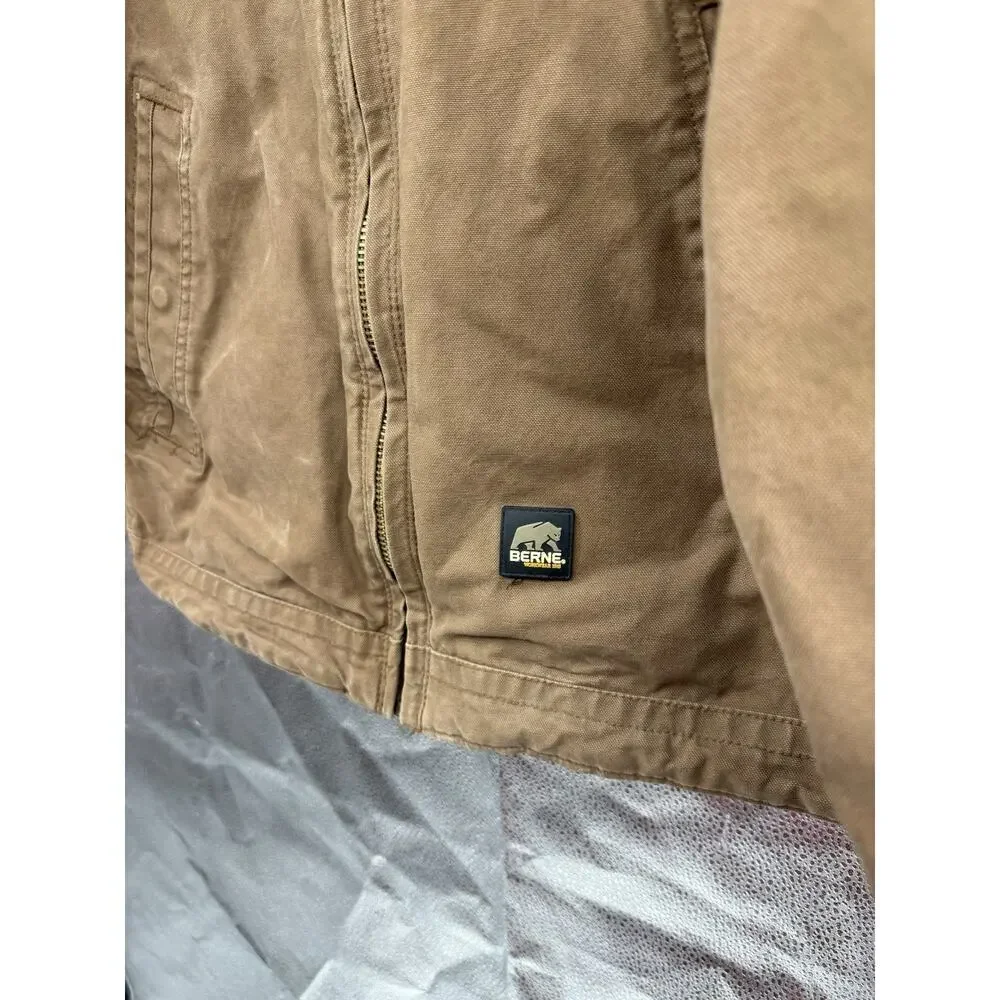 Berne‎ JL17 Men's Flagstone Flannel-Lined Duck Jacket Tan Brown Size L Large